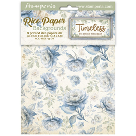 Stamperia - Timeless - A6 Assorted Rice Papers "Backgrounds" (8 Sheets)