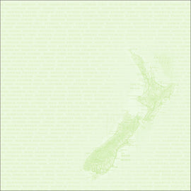 Craft Co - NZ Papers - Around NZ - 12x12 Paper NZ Map Green
