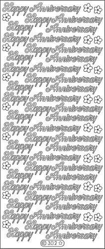 PeelCraft Stickers - Happy Anniversary - Black (PC302BK)