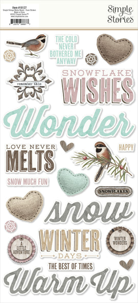 Simple Stories - Simple Vintage Winter Woods - Foam Stickers (49pc)