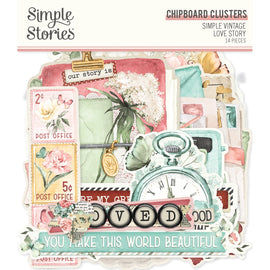 Simple Stories - Simple Vintage Love Story - Chipboard Clusters (14pc)