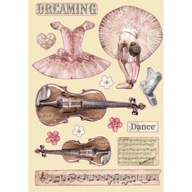 Stamperia - Passion - Coloured Wooden Shapes A5 - Violin and Dance