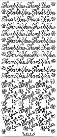 PeelCraft Stickers - Thankyou Flowers - Black (PC303BK)