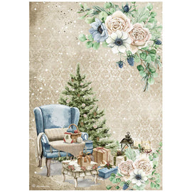 Stamperia - Romantic Collection "Cozy Winter" - A4 Rice Paper - Chair