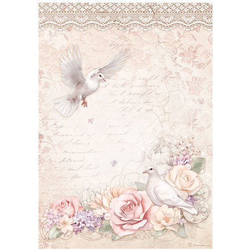 Stamperia - Romantic Collection - Romance Forever - A4 Rice Paper "Doves"