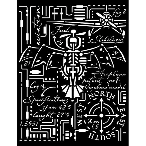Stamperia - Sir Vagabond Aviator - Stencil 20x25cm - Airplane
