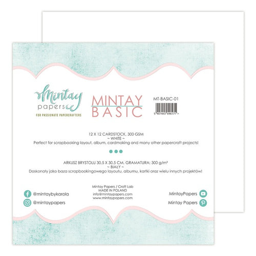 Mintay Basics - 12x12 Cardstock 300gsm - White (6pk)