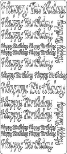 PeelCraft Stickers - Happy Birthday Large Text - Silver (PC2694S)