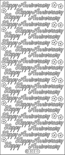 PeelCraft Stickers - Happy Anniversary - Silver (PC302S)