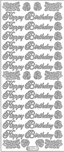 PeelCraft Stickers - Happy Birthday & Roses - Black (PC328BK)