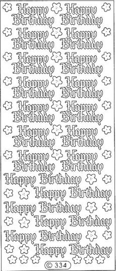 PeelCraft Stickers - Happy Birthday Gothic - Silver (PC334S)