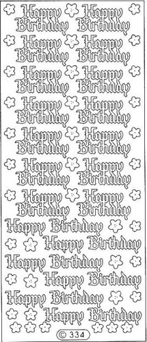 PeelCraft Stickers - Happy Birthday Gothic - Silver (PC334S)