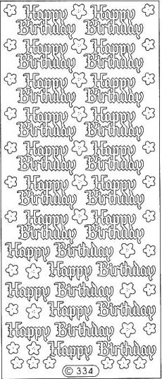 PeelCraft Stickers - Happy Birthday Gothic - Black (PC334BK)