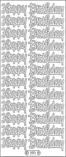 PeelCraft Stickers - Happy Birthday - Silver (PC390S)
