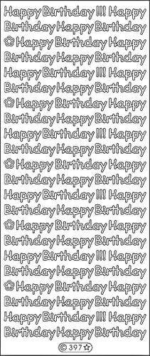 PeelCraft Stickers - Happy Birthday SM - Silver (PC397S)