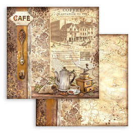Stamperia - Coffee and Chocolate - 12x12 Paper "Grinder"