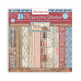 Stamperia - Vintage Library - 12x12 Paper Back "Backgrounds"