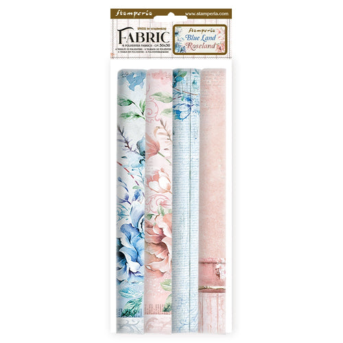 Stamperia - Blue Land / Roseland - Fabric 30x30cm (4pcs)