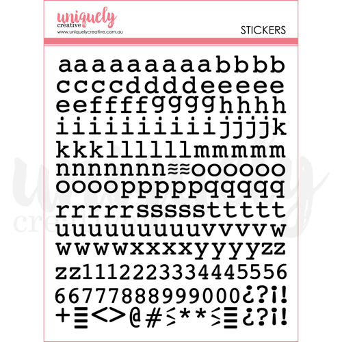 Uniquely Creative - Puffy Alpha Stickers - Black Lower Case