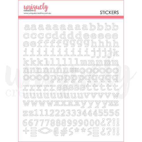 Uniquely Creative - Puffy Alpha Stickers - White Lower Case