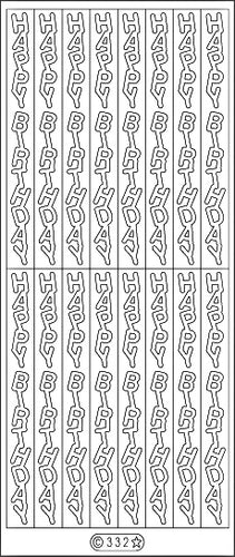 PeelCraft Stickers - Happy Birthday Vertical Text - Gold (PC332G)