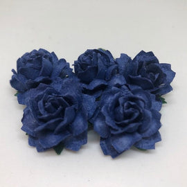Cottage Roses - Royal Blue 25mm (5pk)