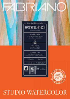 Fabriano -Studio Watercolour Pad - Hot Pressed A5 300gsm