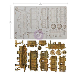 **Pre-Order** Prima Marketing - Finnabair Decor Mould - Steampunk Express - 5"x8" Silicon Mould (ETA Mid Sep 26)