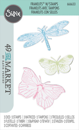 Sizzix - 49 and Market Framelits with Stamps - Engraved Wings (666633)