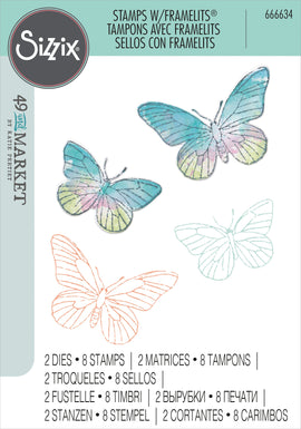 Sizzix - 49 and Market Stamps with Framelits - Painted Pencil Butterflies (666634)