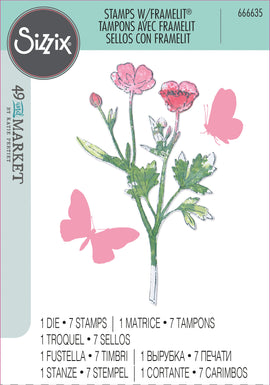 Sizzix - 49 and Market Stamps with Framelits - Painted Pencil Botanical (666635)
