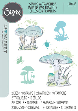 Sizzix - 49 and Market Stamps with Framelits - Painted Pencil Mushrooms (666636)