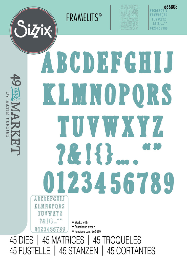 Sizzix - 49 and Market Framelits Die Set - Fineline Alpha 02 (666808 ...