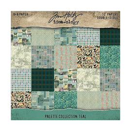 Tim Holtz Idea-ology - 8x8 Palette Collection - Teal (12 Papers)