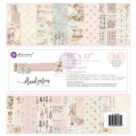 **Pre-Order** Prima Marketing - Buttons & Keepsakes - 12x12 Paper Pad (16 Sheets With Foil) (ETA End June 26)