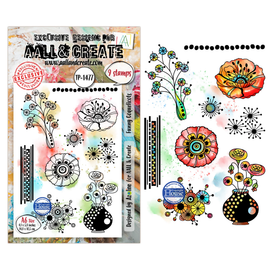 AALL & Create - A6 Photopolymer Clear Stamp Set #1477 - Funny Coquelicots (9pcs)