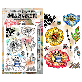 AALL & Create - A6 Photopolymer Clear Stamp Set #1479 - Lovely Coquelicots (11pcs)