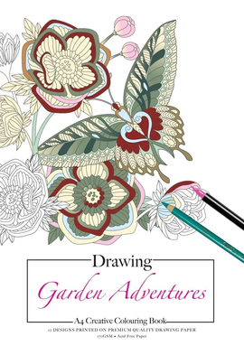 Jasart - A4 Adult Colouring Book - Drawing - Garden Adventures