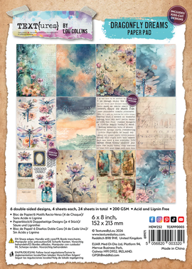Arden Creative Studio - TEXT{ures} by Lou Collins - Dragonfly Dreams - 6x8 Paper Pad