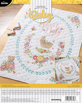 Bucilla - Stamped Cross Stitch Crib Cover Kits - Sweet Baby
