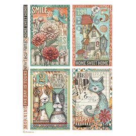 **Pre-Order** Stamperia - Furry Friends - A4 Rice Paper - 4 Cards (ETA Beg Nov 25)