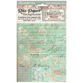 Stamperia - Brocante Antiques - A6 Assorted Rice Papers "Backgrounds" (8 Sheets)