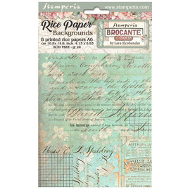 Stamperia - Brocante Antiques - A6 Assorted Rice Papers "Backgrounds" (8 Sheets)