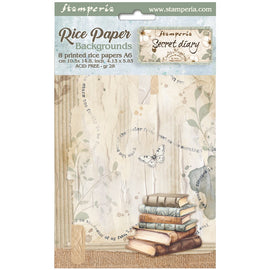 Stamperia - Create Happiness Secret Diary - A6 Assorted Rice Papers "Backgrounds" (8 Sheets)