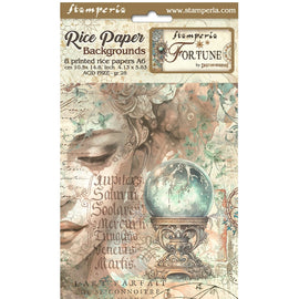 Stamperia - Fortune - A6 Assorted Rice Papers "Backgrounds" (8 Sheets)