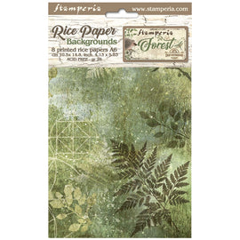 Stamperia - Forest - A6 Assorted Rice Papers "Backgrounds" (8 Sheets)