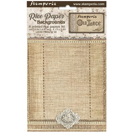 Stamperia - Old Lace - A6 Assorted Rice Papers "Backgrounds" (8 Sheets)