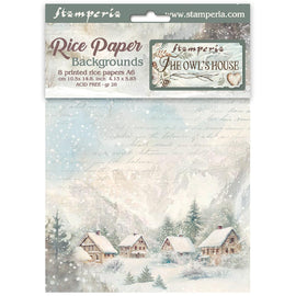 Stamperia - The Owl's House - A6 Assorted Rice Papers "Backgrounds" (8 Sheets)