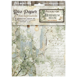 Stamperia - Herbarium Silvae - A6 Assorted Rice Papers "Backgrounds" (8 Sheets)