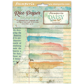 **Pre-Order** Stamperia - Daisy Art - A6 Assorted Rice Papers "Backgrounds" (8 Sheets) (ETA Late Feb 26)